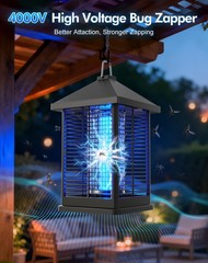 REOGLE Bug Zapper Indoor & Outdoor with Auto Smart Light Sensor, 4000V Black