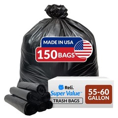 Reli. 55-60 Gallon Trash Bags Heavy Duty 150 Count 50-60 Gallon Large Black