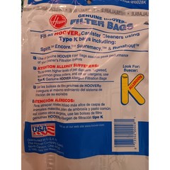 Hoover VacuumFilter bags 3-pack Canister cleaners Type K 4010028K Household New