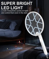 MOSQZAP Electric Fly Swatter 2 Pack, Foldable Bug Zapper Racket 2Pack, White