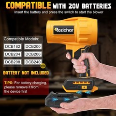 Rozlchar Cordless Leaf Blower Compatible for DeWALT 20V Batteries(No Battery)…