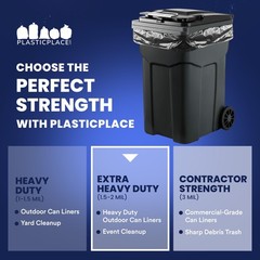 Plasticplace 95-96 Gallon Garbage Can Liners 1 Count (Pack of 25), Black