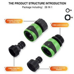 JUSONEY Garden Hose Quick Connect Male and Female- Link and…