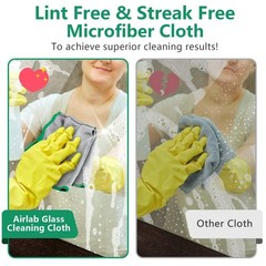 Airlab Glass Polishing Cloth Streak Free 12 Inch x 12 Inch, Sliver, Pack of 6