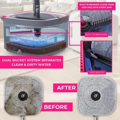 Heavy Duty Square Spin Mop for Floor Cleaning, Separate Compartment for Clean…