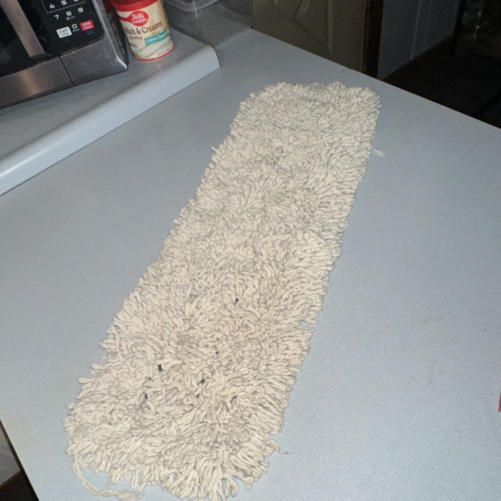 Cotton Dry Mop Pad White 28 inch industrial Pocket Attachment Washable