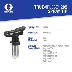 Graco TRU209 Airless Soft Spray Tip 0.009 Dia. Orifice x 4 W in.