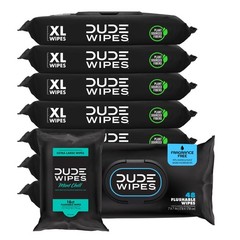 DUDE Wipes Unscented Flushable – 48 Count (Pack of 8), Black