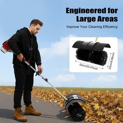 Heavy Duty 2.3HP Power Sweeper 52cc Handheld Gas Powered Broom Snow Dirt Walkway