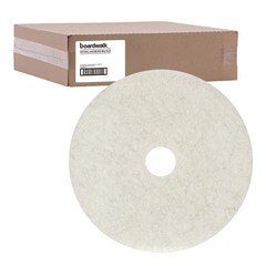Boardwalk 4017NAT 17 in. Burnishing Floor Pads – Natural White (5/Carton) New