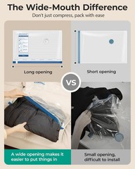 Vacuum Bags for Travel with Rechargeable Air Pump, Portable Space Saver Bags for