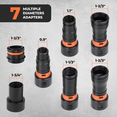 7-Piece Shop Vac Hose Adapter Kit for 1-1/4″ Hose, 1.25 inches, red black