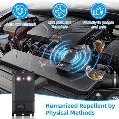 2 Packs Rodent Repellent for Car Engines, Ultrasonic Mouse Rat Repeller Black