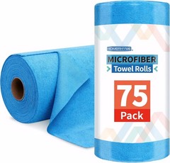 HOMERHYME Microfiber Cleaning Cloth Roll, 75 Pack Tear Away 75, Blue