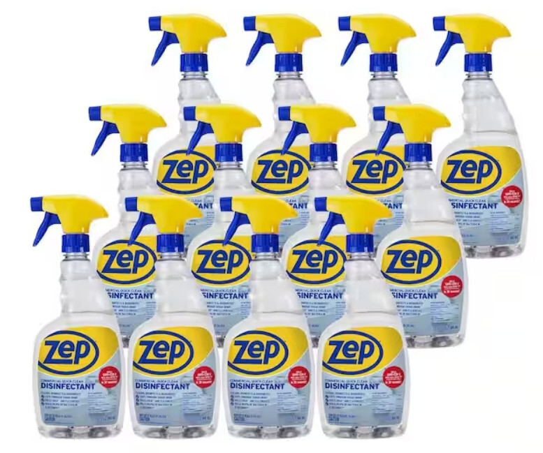(Case of 12) ZEP ZUQCD32 Quick Clean Disinfectant, 32 oz, Liquid