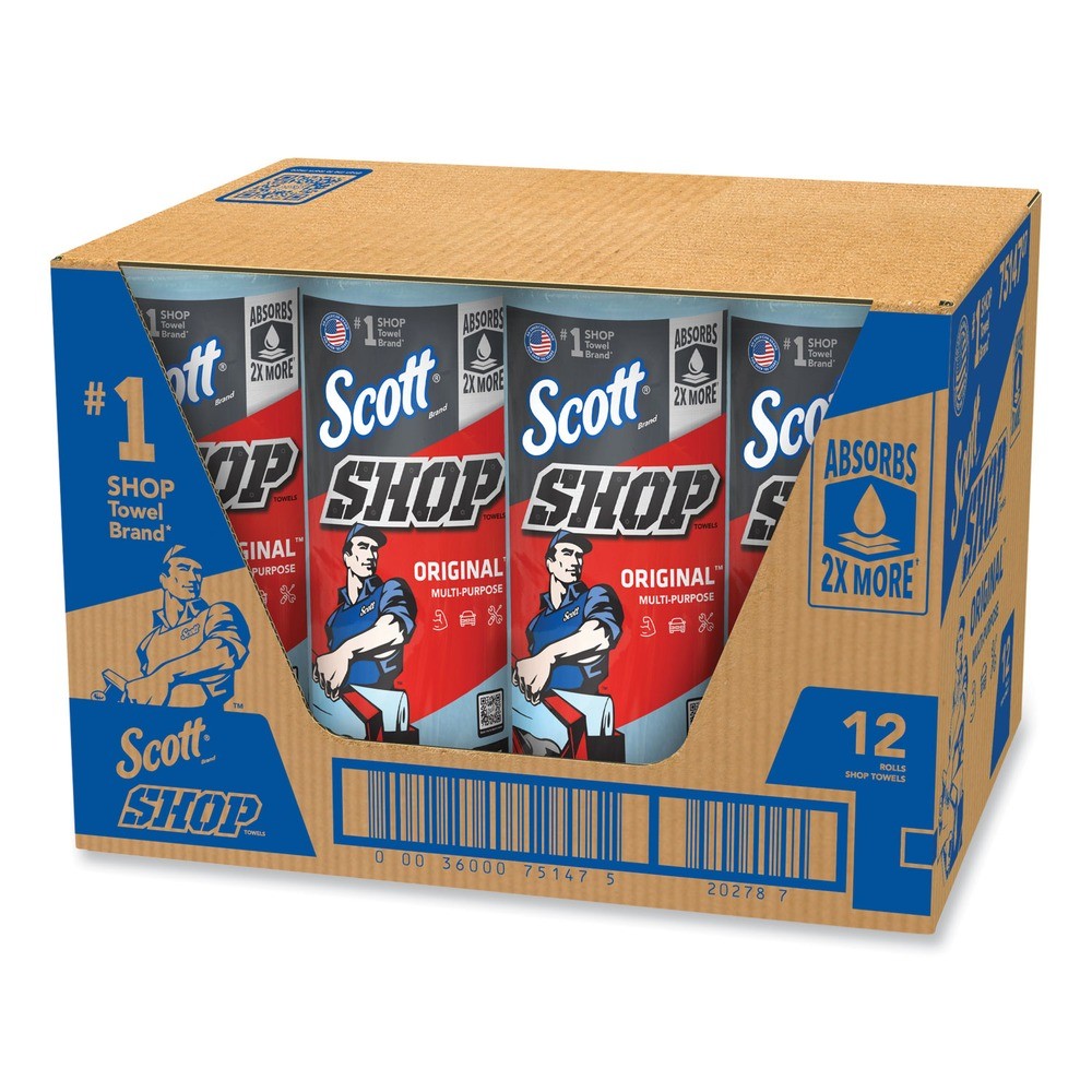 Scott 75147 9.4″ x 11″ 1-Ply Standard Shop Towels – Blue (12/Carton) New