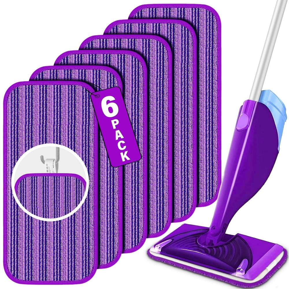 6 Pack Reusable Mop Pads for Swiffer WetJet Spray Mop, Wet Refill Purple