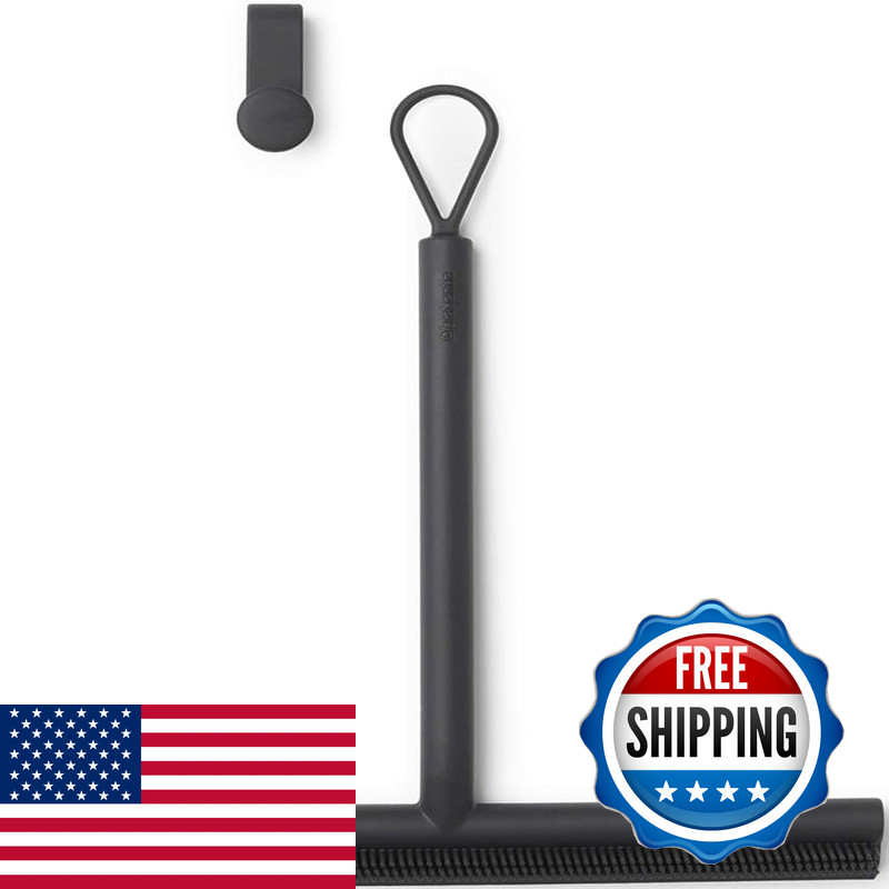 Brabantia Silicone Shower Squeegee Hook Dark Gray Anti Streak Cleaning Wiper