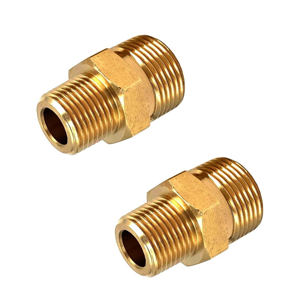 2 Pcs M22 Pressure Washer Fittings, Brass 3/8 Inch 14mm, 0.375 inches,