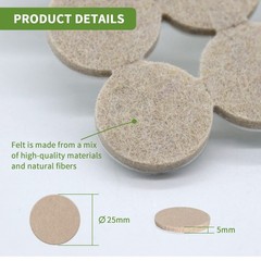 COVERCORNER Felt Furniture Pads for Hardwood 96PCS 1 inch Round Beige, Beige