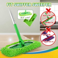 ZEHRAI Reusable Microfiber Mop Pads Compatible 10.3″ x 4.4″, Green 6 Pack
