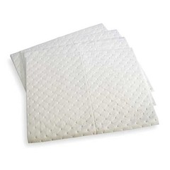 Brady Sxt100 Sorbent Pad, 19 Gal, 15 In X 19 In, Oil, White, 100 Pk