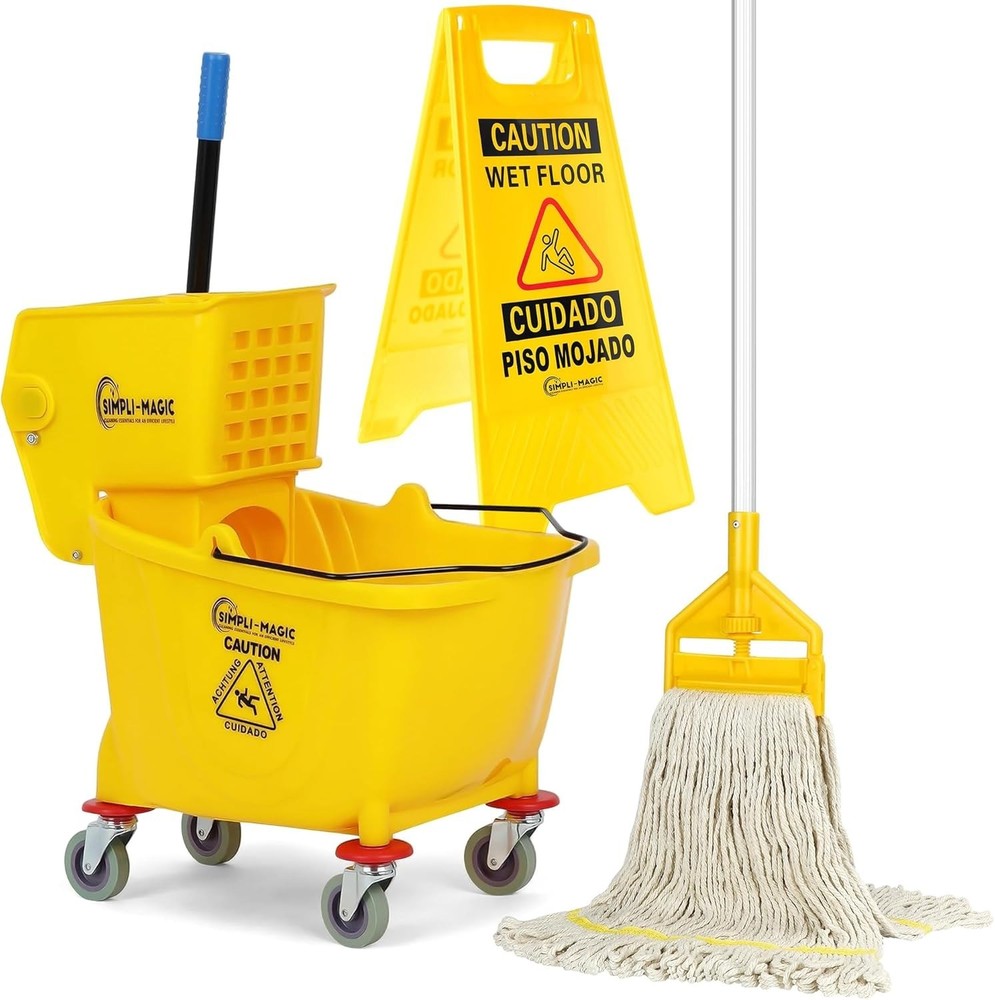 Simpli-Magic Side Press Wringer Combo Commercial Mop Bucket on Wheels, 35