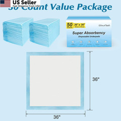 50 Count 36″ x Super Absorbency Disposable 50 x 36″, Blue