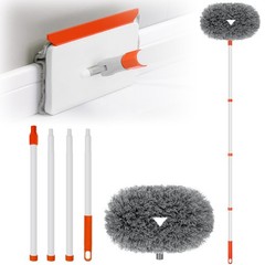 Baseboard Cleaner Tool with Handle, Extendable Long Handle 63 inches, Gray