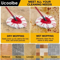Ucoolbe Upgraded mop Refill for O Cedar, 3 Pack Spin 3 Pack, White & Red