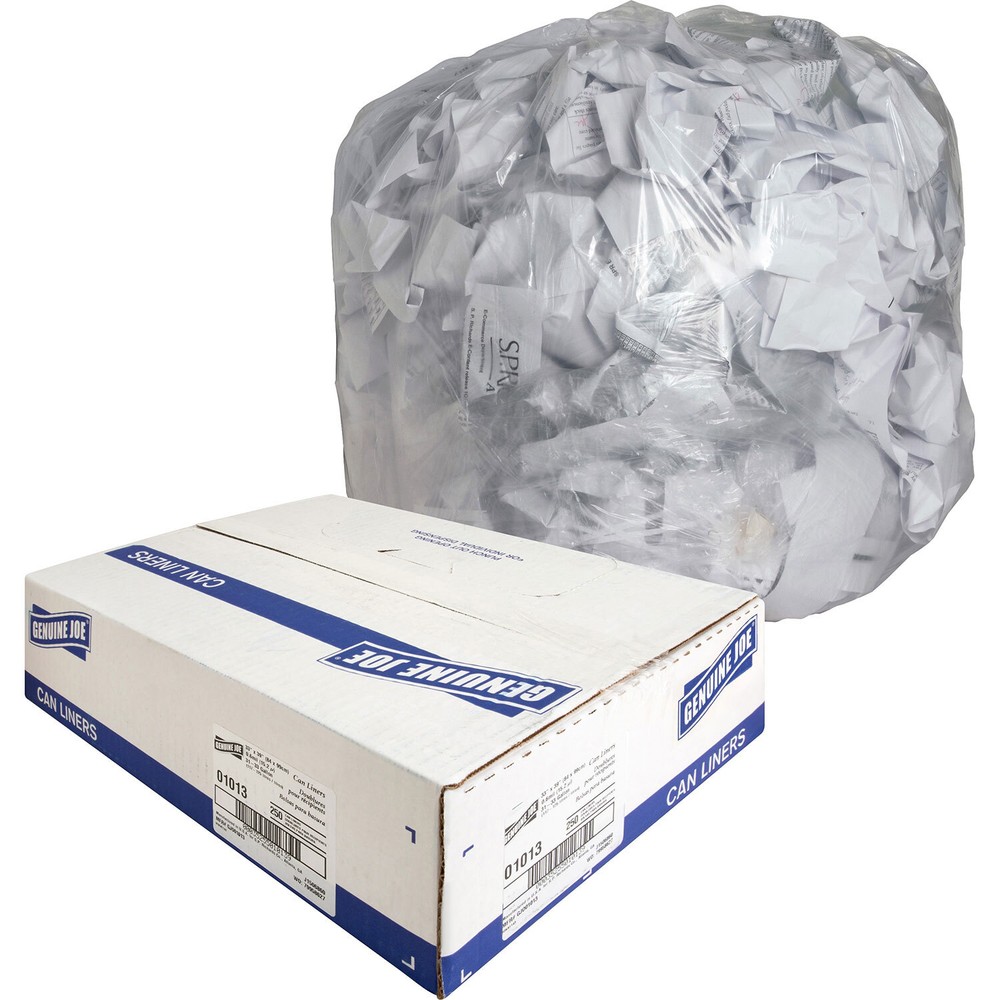 Genuine Joe Clear Trash Bags, 33 Gallon, 0.6 Mil, 33″ X 39″, Box of 250