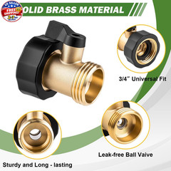 2 Pack Brass Garden Hose Shut Off Valve 3/4″ Heavy Duty Connector w Washers