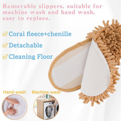 Frjjthchy Cartoon Dog Mop Slippers Microfiber 5.5-9.5 Women/6.5-8 Men, Khaki