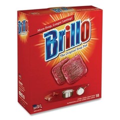 Brillo Steel Wool Soap Pads, 2.5 x 3, Gray/Pink, 18 Pads/Box, 12 Boxes/Carton