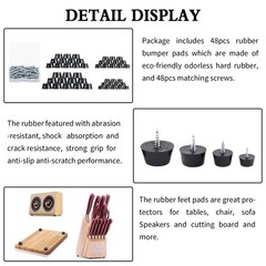 48PCS 4 Size Anti Scratch Screw-on Round Black Rubber Feet Bumpers Pads