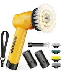 qimedo Battery Electric Spin 5000mAh Scrubber with 5.0-inch Handle, Yellow
