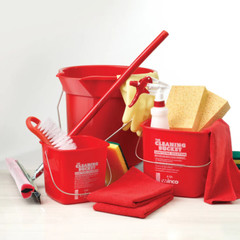 Cleaning Utility Pail Pour Spout Molded Graduations Polyethylene Red 10 Quart
