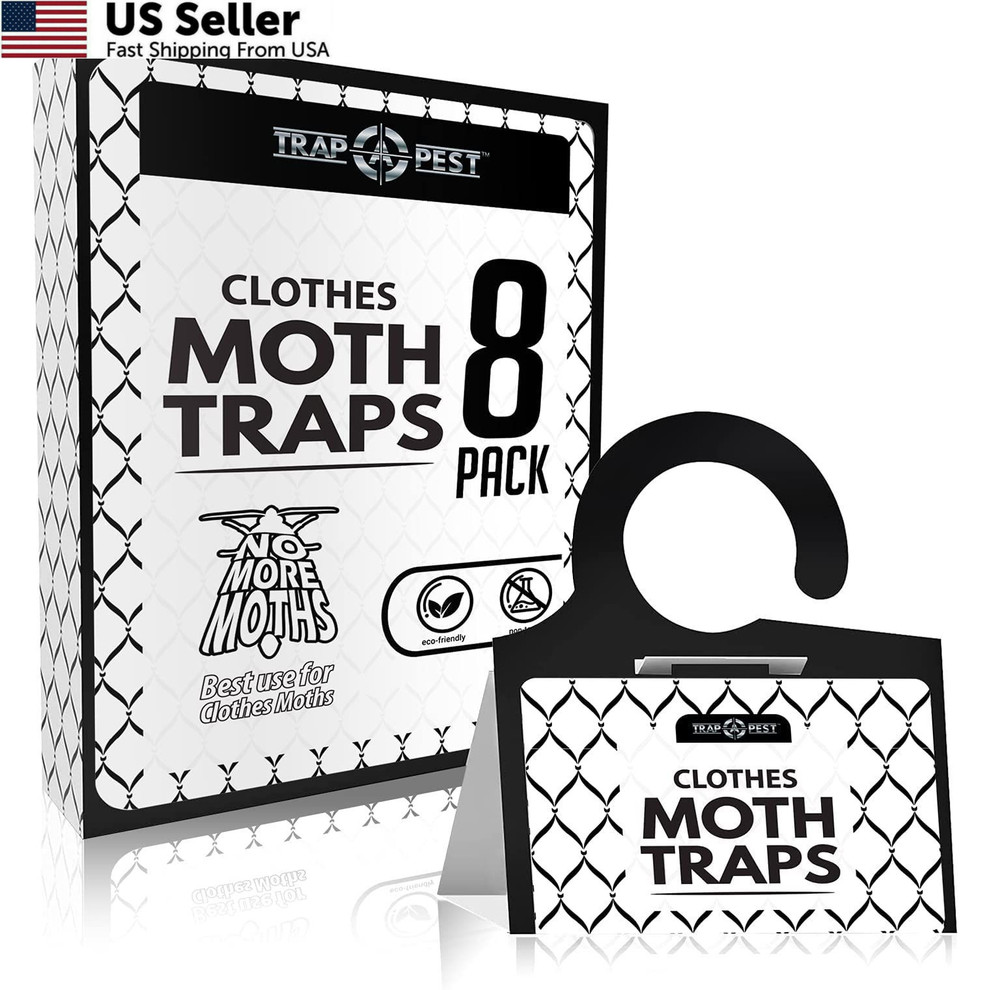 8 Pack Clothing Moth Traps Non Toxic Pheromone Sticky Trap for Closets USA