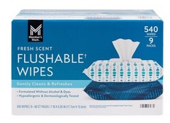 🧻 Member’s Mark Flushable Wipes Fresh Scent 540 Count Soft & Gentle Pack 🧻
