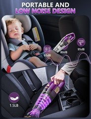ZJZJ Handheld Vacuum Cordless, 15000PA Powerful Suction Hand Purple & Gold
