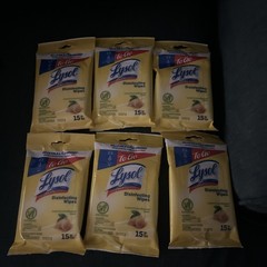 Free Shipping Lysol To Go Disinfecting Wipes Lemon Lime Scent, 15 Ct. Pack of 6