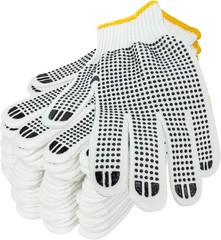 Unisex white cotton polyester knitted safety gloves,suitable for gardening