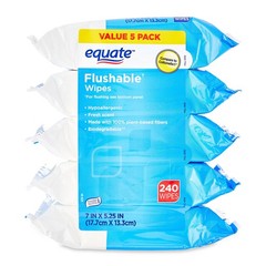 Flushable Wipes Fresh Scent 5 Packs of 48 Wipes 240 Total Wipes