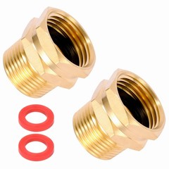 2 Pack Brass Garden Hose Adapter, 3/4″ GHT Female x NPT Male,