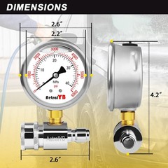 AetralYB 6000PSI Washer Pressure Gauge,3/8″ Push-to-Connection 0-6000PSI