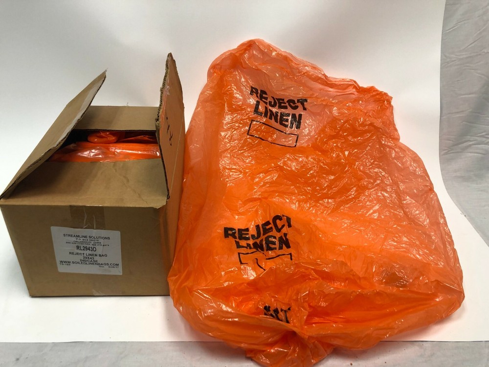 NEW Streamline Solutions Orange Medical 29″ X 43″ Reject Linen Bags 240 pc Case
