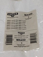UNGER 16″ Wet Mop Pad: Quick Change, Medium, White Mop, Microfiber Qty 5 MA450