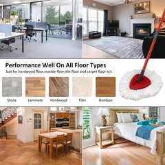 Mop Replace Heads Handle and 1 Sets + 2 White + 1 Base