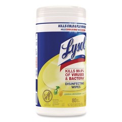 LYSOL Brand 77182EA 1-Ply Disinfecting Wipes – Lemon and Lime (80/Canister) New