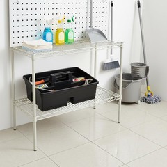 3-Compartment Plastic Cleaning Caddy Basket – Stackable 3 Compartments Black